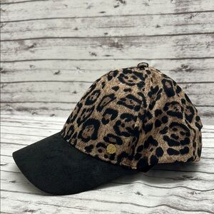 Vince Camuto Leopard Print Baseball Cap with Black Brim Corduroy OS Onesize